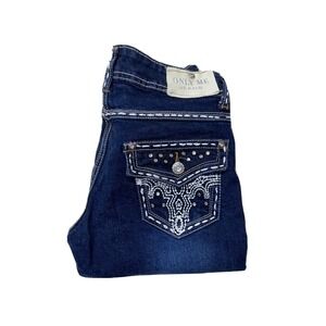 Only Me Straight Skinny Juniors Size 0 27x31 Measured Blue Denim Jeans